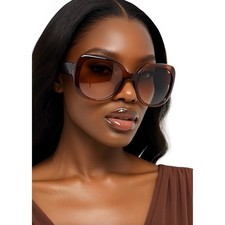 CHIC Oversized Square Sunglasses Women Gradient Brown Lenses Fashion Eyewear New