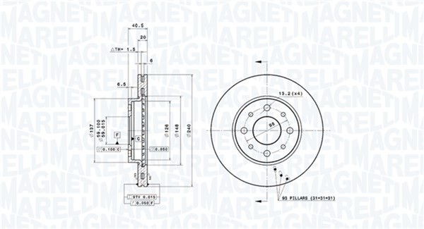 2X Magneti Marelli Bremsscheibe 360406023700 FüR 500 Ford Fiat Panda KA 240Mm-image