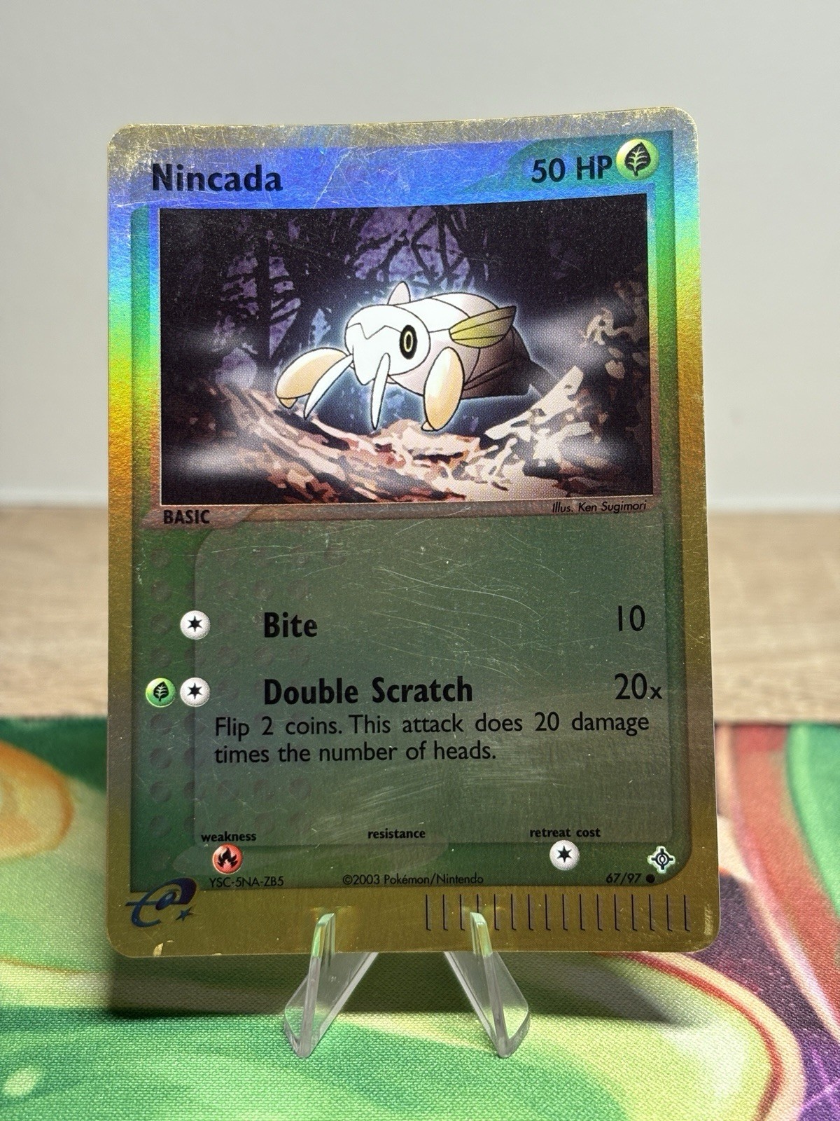 Nincada Ex Dragon Set 68/97 Reverse Holo Foil E Series Pokemon Card HP Back