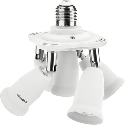 DiCUNO 5-in-1 E27 Sockel Splitter Adapter, 5-Fach Lampensockel Konverter, E27