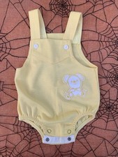 Vintage Carter's Yellow Summer Bear Romper Overalls 6 Months Poly/Cotton Blend