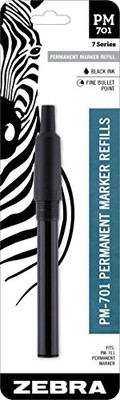 Zebra Pen PM-701 Stainless Steel Permanent Marker Refill Fine Tip Black Ink 1pk