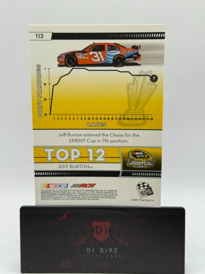 2009 Press Pass - Top 12 Jeff Burton #113 - Image 2 of 2