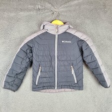 Columbia Puffer Jacket Youth XS Black Hooded Omni-Heat Insulated Ski Snow Boys