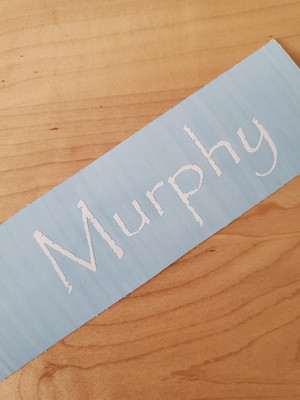 Murphy pet name Sticker Vinyl Decals 8'' (2) PAIR white - Dog Cat Pet Puppy FAST