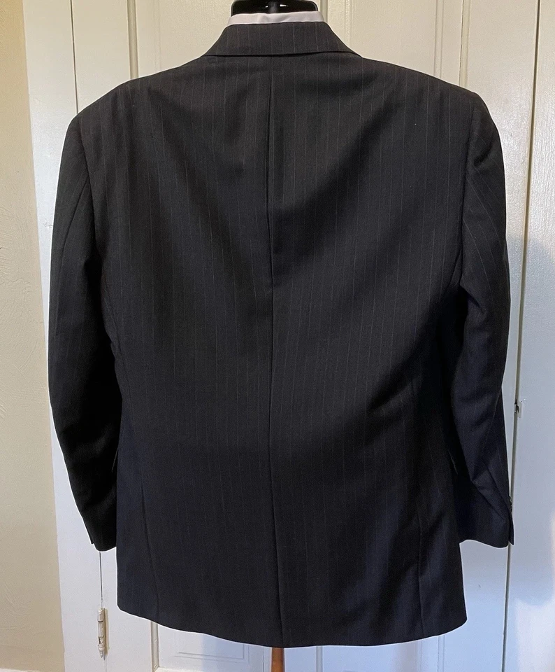 Traje de lana a rayas gris carbón BURBERRYS 42L chaqueta 34x30 pantalón plisado para hombre Foto 4 de 4