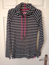 Joules Ladies Hoodie Marlston Top. Navy And White Stripe. Size 10, Euro S