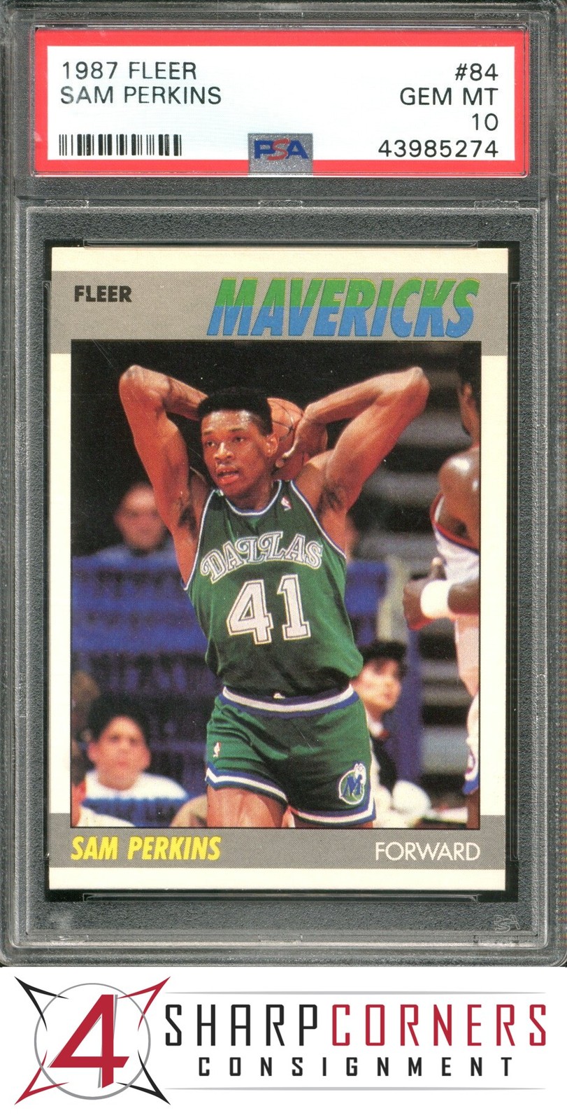 1987 FLEER #84 SAM PERKINS MAVERICKS PSA 10