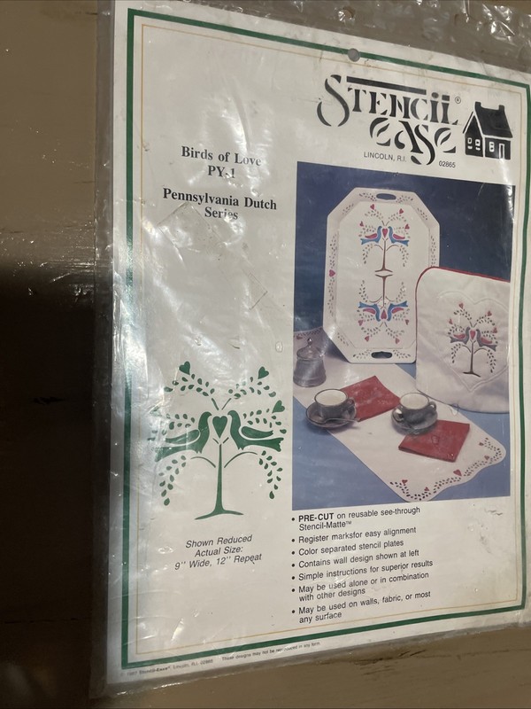 Stencil Ease Pennsylvania Dutch Series Stencils Birds Of Love PY- 1  VTG 1987