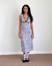 Motel Womens Vilinia Dress in Pale Grey Flower Cluster Flock Size XS