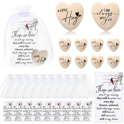 Fulmoon 100 Sets Funeral Favors for Guests Bulk, Pocket Hug Wooden Heart Toke...