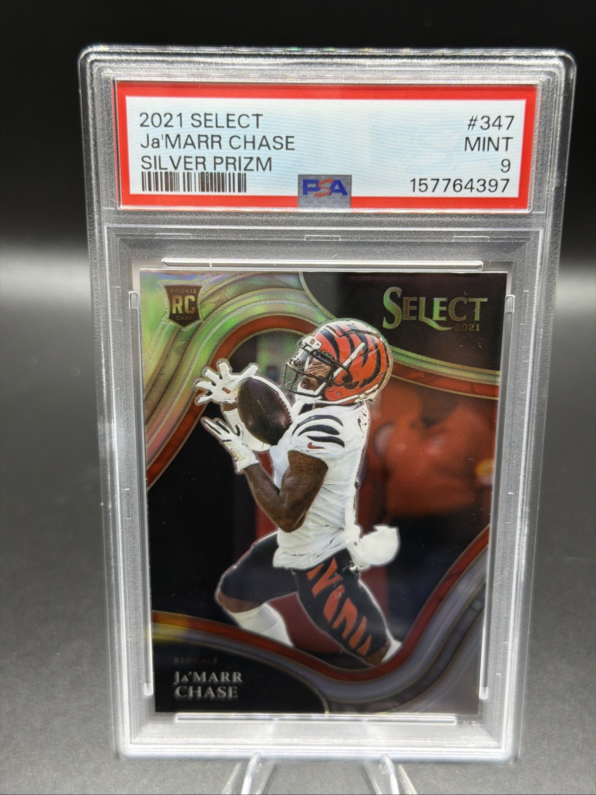 Ja’Marr Chase 2021 Panini Select #347 Field Level Silver Prizm Rookie RC PSA 9