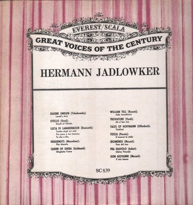 SC839 Hermann Jadlowker Selbstbetiteltes LP Vinyl USA Everest/Scala SC839