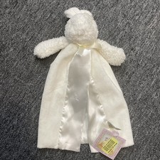 Bunnies by the Bay Bunny  Lovey Security Blanket White w Satin Blanket NWT