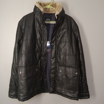 Emporio & Co Men's Faux Leather Black Jacket Size XL NWT Designer Fashion