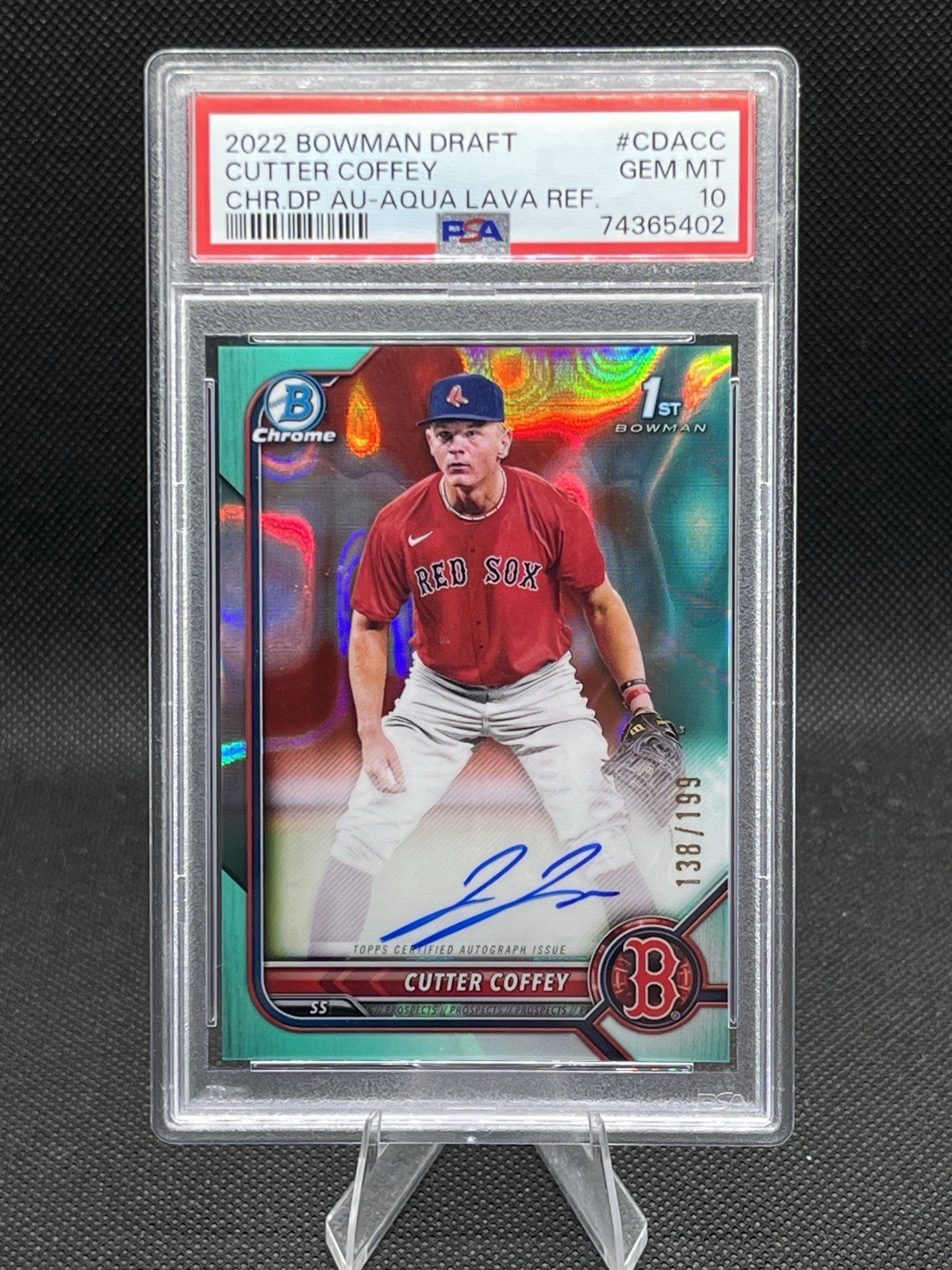 PSA 10 CUTTER COFFEY 1st Bowman AUTO 2022 Bowman Chrome AQUA LAVA REFRACTOR/199
