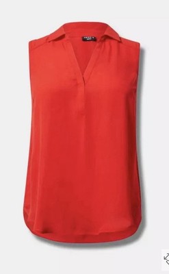 Torrid Harper V-Neck Red TOP Hi Low Hem Tunic Lightweight Sleeveless Size 1 NWOT