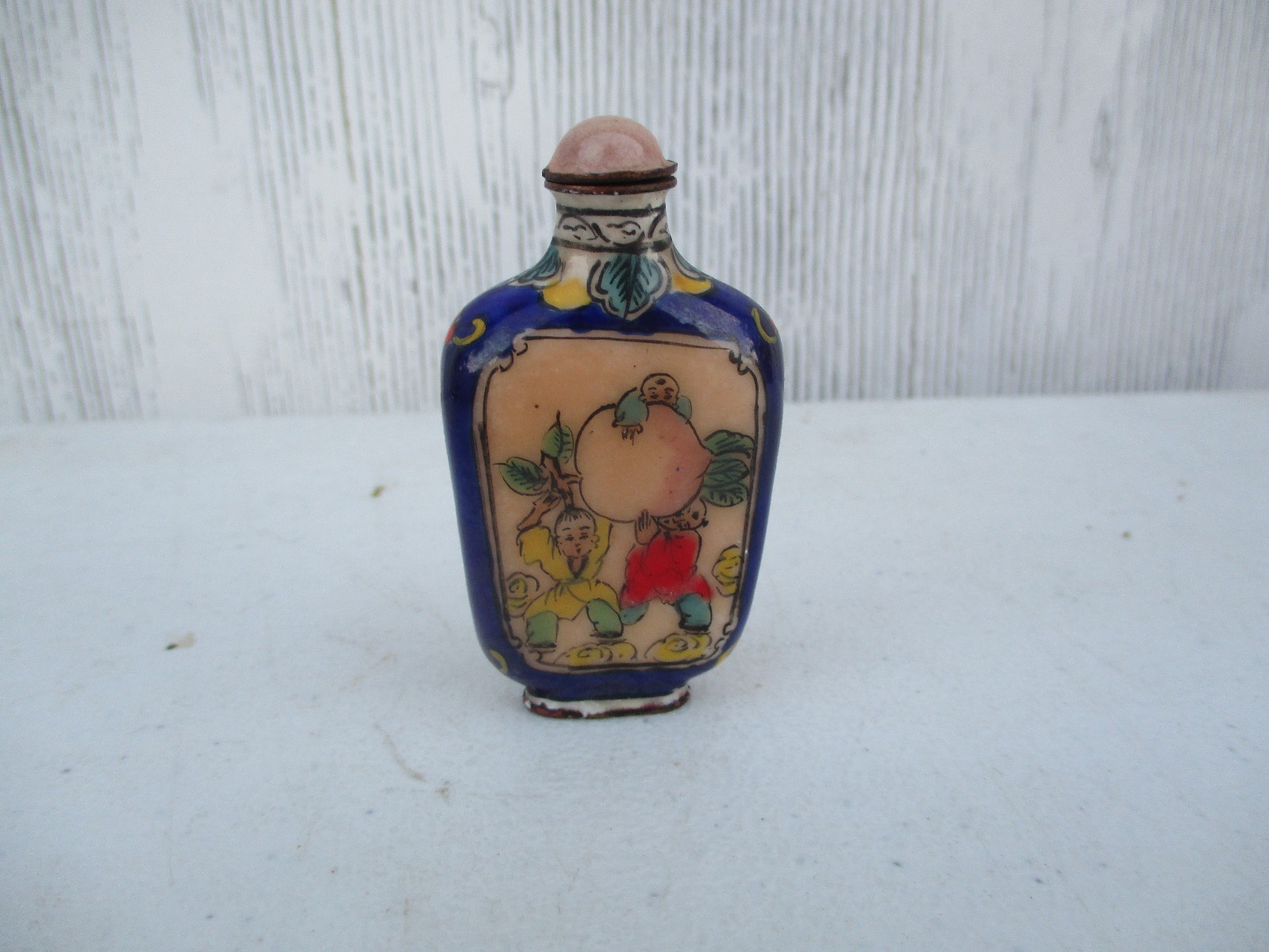 Chinese Porcelain Snuff Bottle Giant Orange / Lemon Harvest & Donkey Ride
