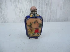 Chinese Porcelain Snuff Bottle Giant Orange / Lemon Harvest & Donkey Ride