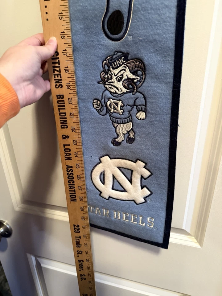 UNC Tar Heels Wool Felt Vertical Heritage Banner 32x8 North Carolina NCAA - Image 3 of 4