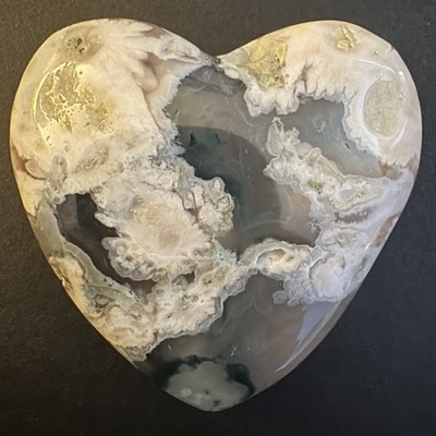 Beautiful Carved Flower Agate Stone Heart 6cm - Healing Stone