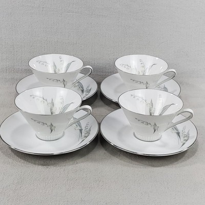 4 VTG Eschenbach Bavaria Germany Teacup & Saucer Sets W4451 Lily Of The Valley