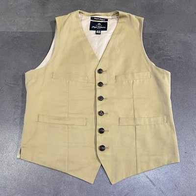 Nigel Cabourn Beige Tan Brown Belted Button Buckle Vest  Size 48 England