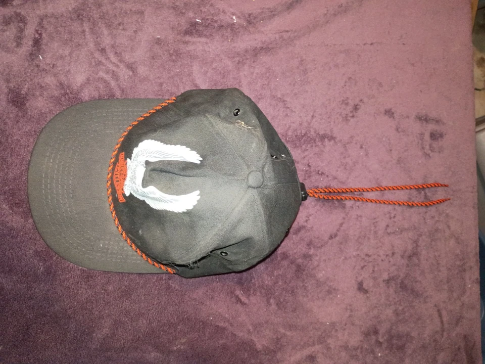 Harley Davidson Rope Tie Hat Cap Black Rope Vintage Motorcycle - Image 2 of 4