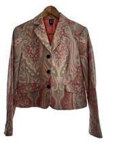 Tommy Hilfiger Women s Sz 12 Pink Paisley Cotton Blazer Jacket Preppy Casual