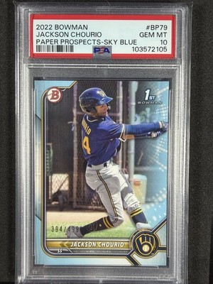 2022 Bowman Jackson Chourio #BP79 Paper Pros /499 1st Bowman PSA 10