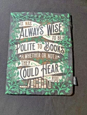 Owlcrate Exclusive Book Cover 8 x 11" Cotton Sleeve Protector Be Polite To Books