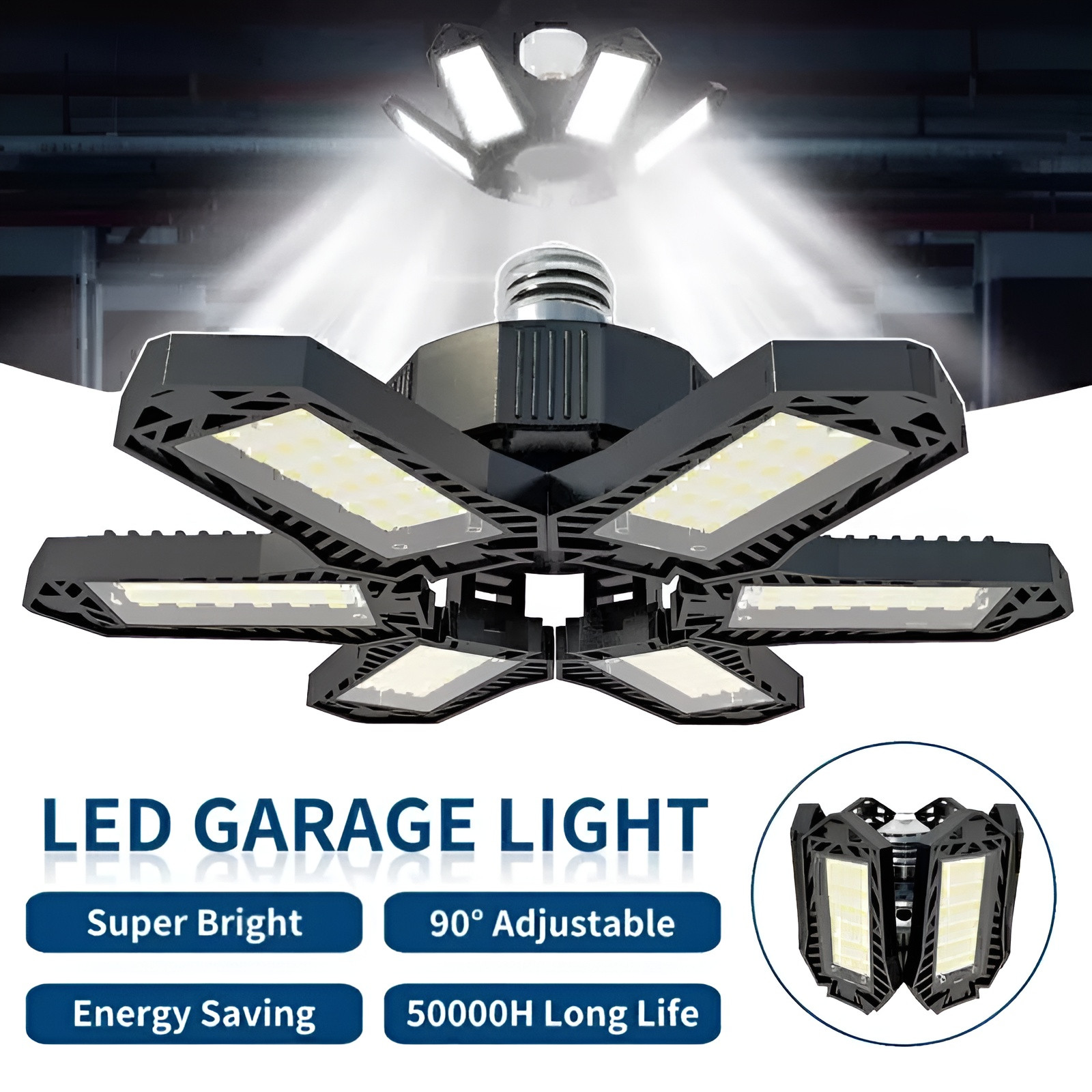 Foldable LED Garage Light 32W 178 LED E27 E26 Bulb 360 Degree Lighting for Works