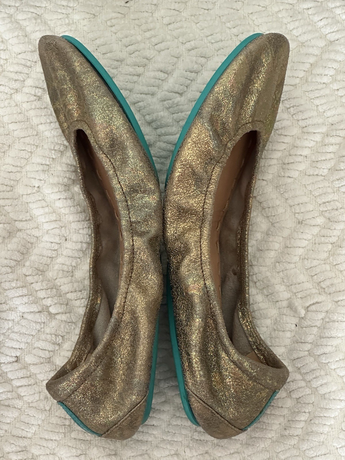 Tieks By Gavrieli Starstruck Metallic Gold Leather Flats Women's Size 7 - NICE