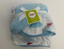 HTF NWT Circo Target Blue White Clouds Birds Velour Sherpa Plush Baby Blanket