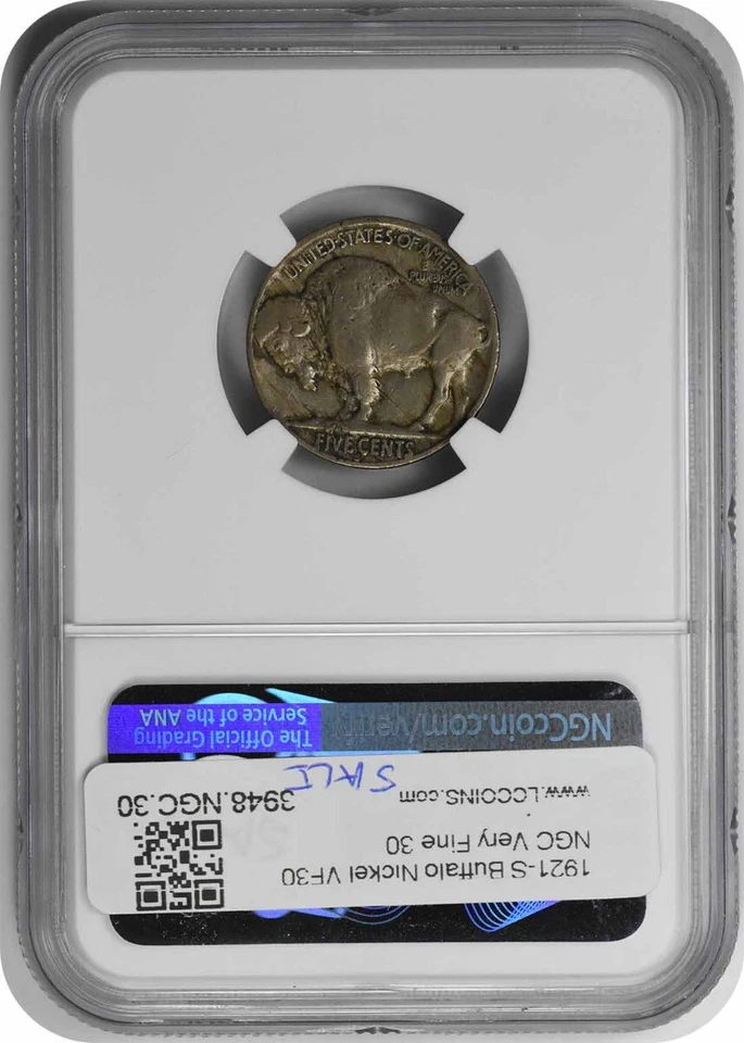 1921-S Buffalo Nickel VF30 NGC - Image 2 of 2