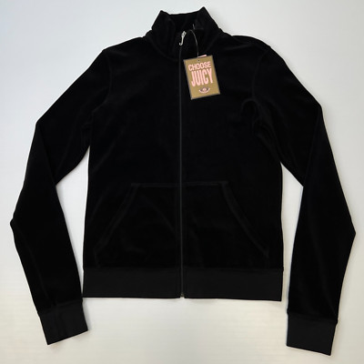 Vintage Juicy Couture Jacket Women Large Velour Zip Up Track Gym USA Y2K Core Ne