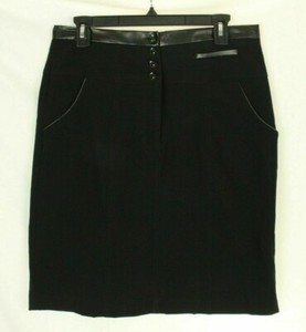 AGB Womens Skirt Black Faux Leather 
