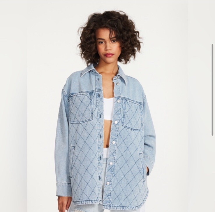 Steve Madden Lennon Shacket Faded Denim Jacket XS NWOT $89