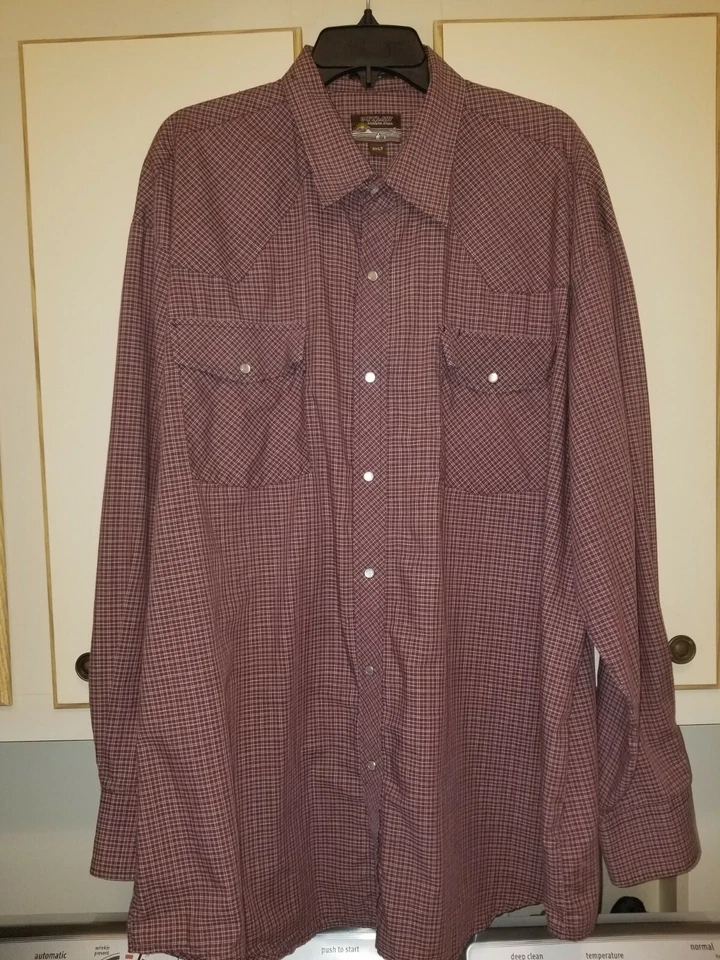 Винтажная мужская рубашка 80-х Outlaw Western Wear коричневая с жемчужными застежками с длинным рукавом 2XL - Изображение 3 из 4