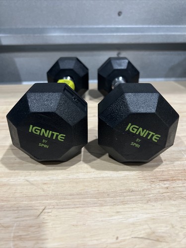 NEW!!! 2pc Ignite SPRI 5 LB Dumbbell Rubber Coated Hex Dumbbells Weights Pair - Picture 4 of 6