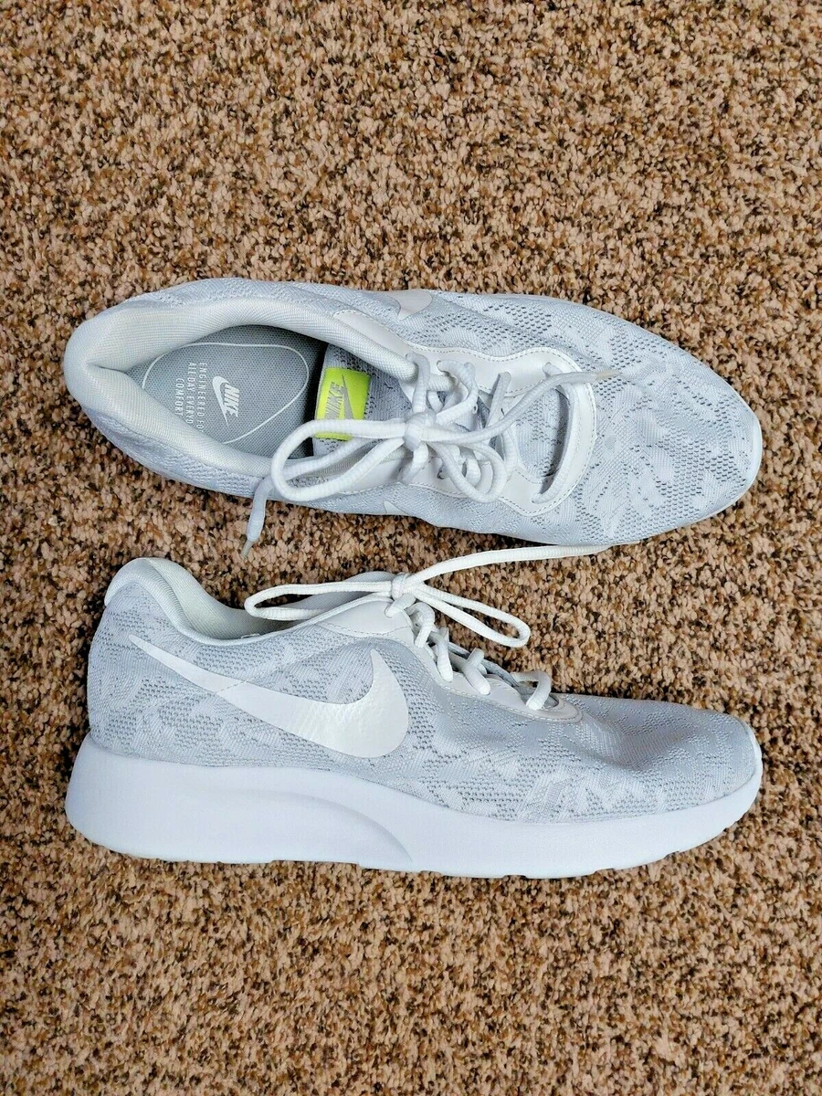 Nike Tanjun Prism White Mesh Floral Running Shoes Womens 11