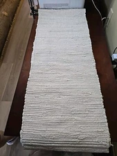 #2 New Solid Natural Chindi Table Runner, Size 14"W X 72"L