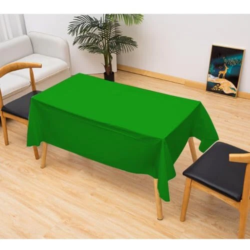 Disposable Plastic Tablecloth Pack 54"x 108" Rectangle Table 2 Dark Green - Image 3 of 3