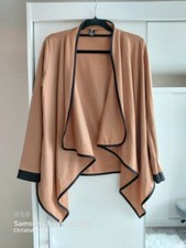 Izabel London Waterfall Collar Jacket Beige/black Uk 12 Size L Worn Once