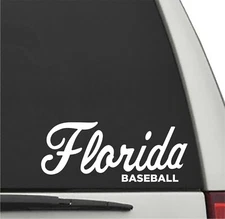 Florida Gators FLORIDA BASEBALL SCRIPT in WHITE Cut Vinyl Decal UF Sticker