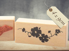 Motivstempel Blumenschnörkel 4x9cm – florales Ornament Holzstempel für Karten