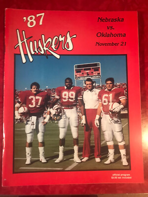 1987 NEBRASKA HUSKERS vs OKLAHOMA FOOTBALL PROGRAM Neil Smith &amp; John  McCormick | eBay