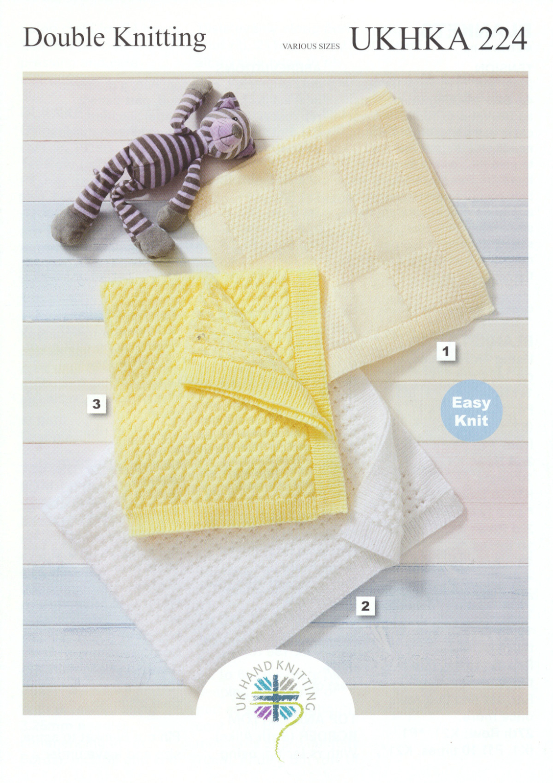 Double Knit DK Knitting Pattern for Easy Baby Pram Cot Crib Blankets UKHKA 224