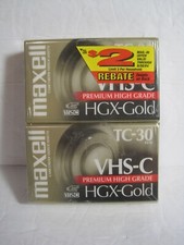 NEW 2 PACK MAXELL TC-30 VHS-C HGX-GOLD PREMIUM HIGH GRADE CAMCORDER TAPE SEALED