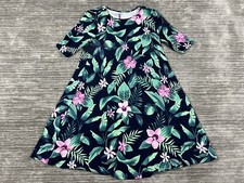 Old Navy Dress Womens Small Blue Floral Stretchy Tee Rayon Blend Shirt